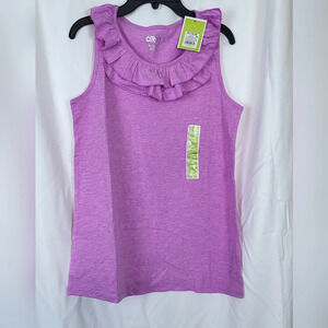 NWT Circo‎ Girls Purple Pink Sleeveless Ruffle Shirt Size XL (14-16)